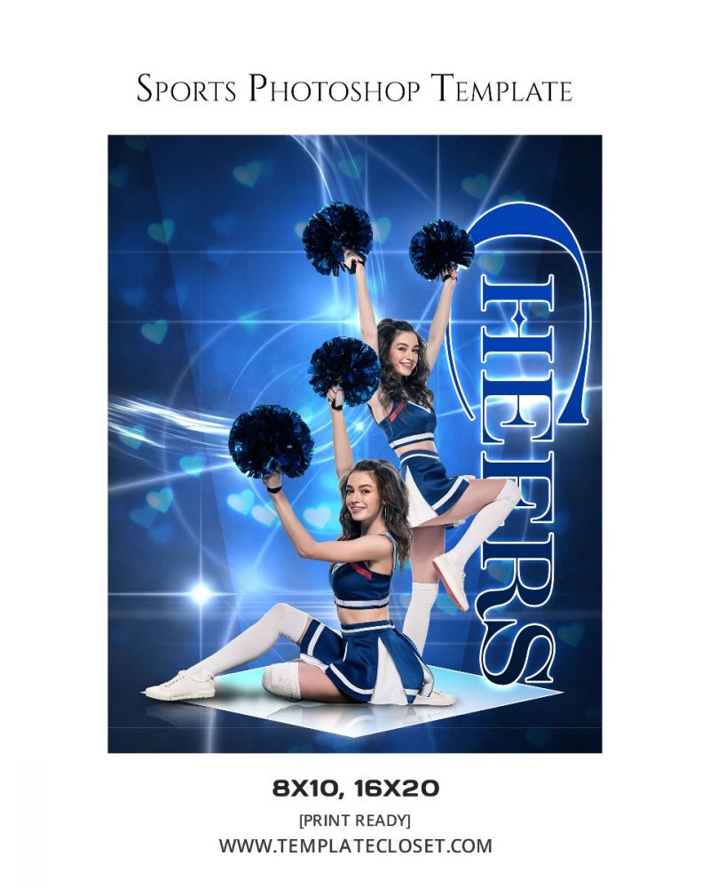 Cheerleader Heart Effect Photoshop Template