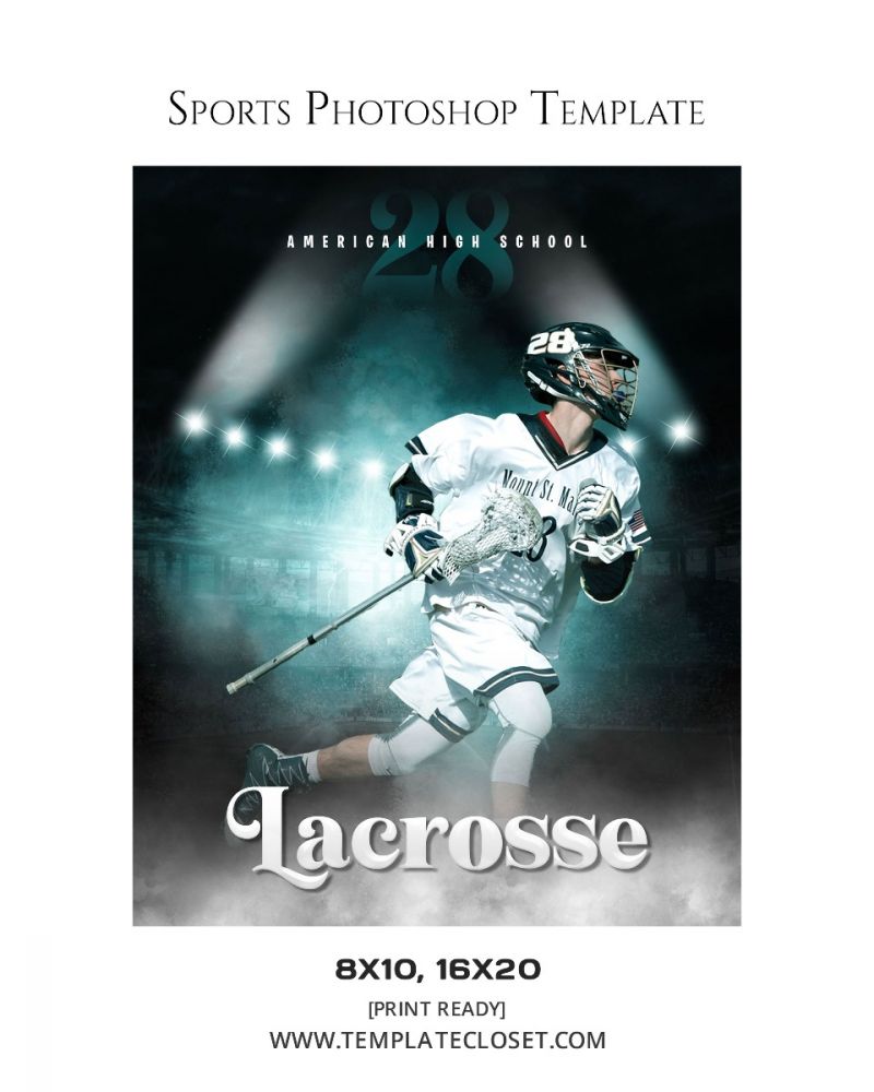 Lacrosse Glass Effect Customizable Sports Photoshop Template