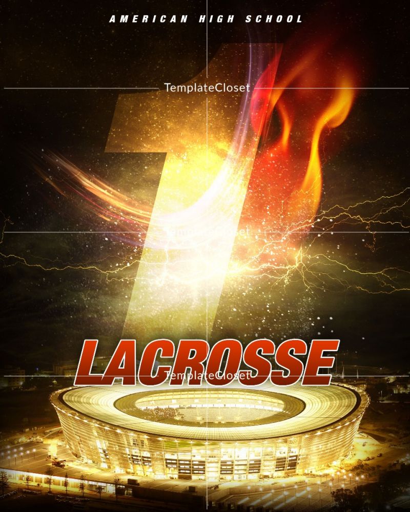 Lacrosse Fire Effect Customizable Photoshop Template