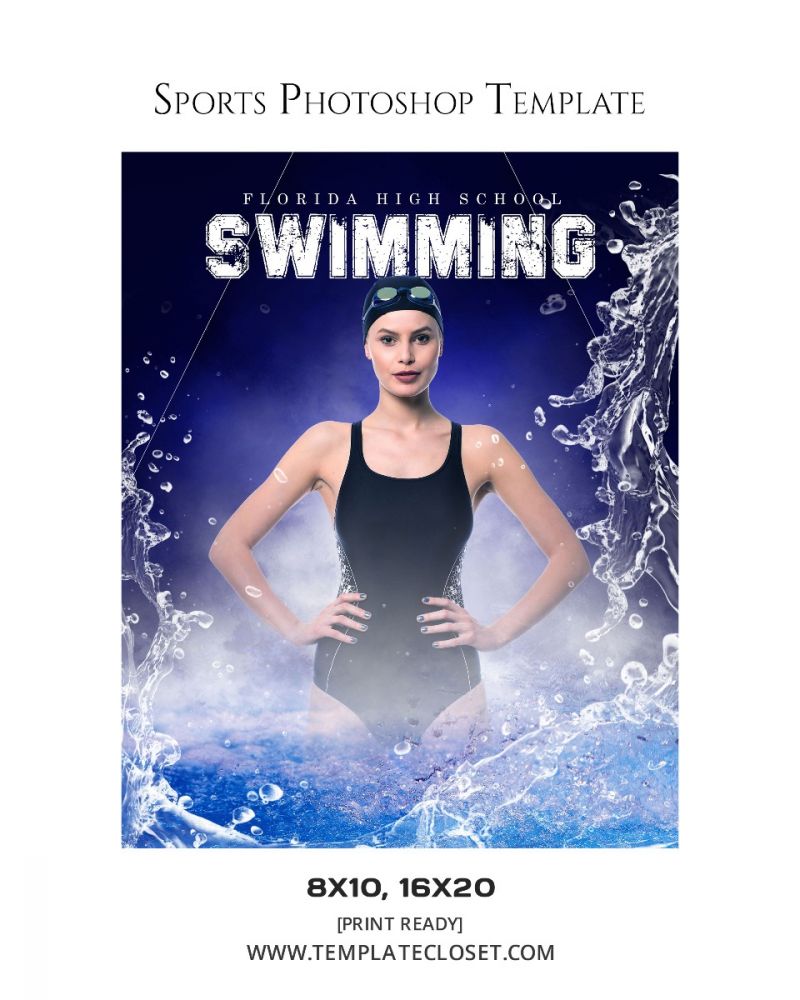 Swimming Print Ready Sports Photoshop Layered Poster