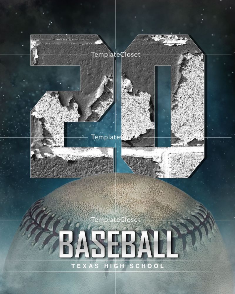 Baseball Texas High School Photoshop Layered Template