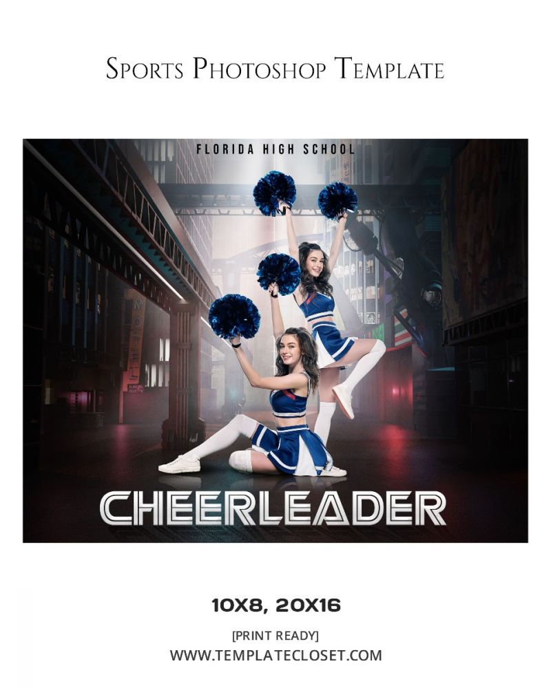 Cheerleader Team Customizable Photoshop Layered Template
