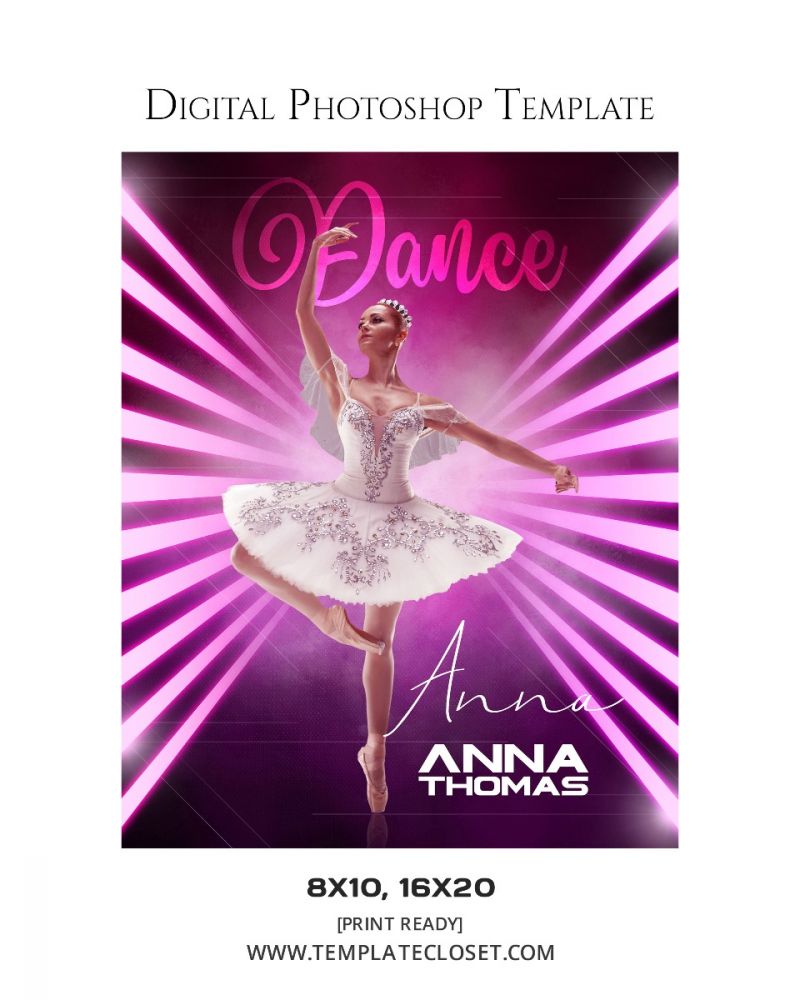 Anna Thomas - Dance Pink Effect Digital Photoshop Template