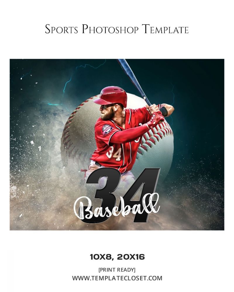 Baseball Moves Enliven Effect Photography Template