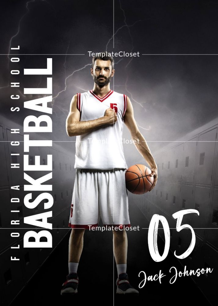 Basketball Print Ready Photoshop Layered Card