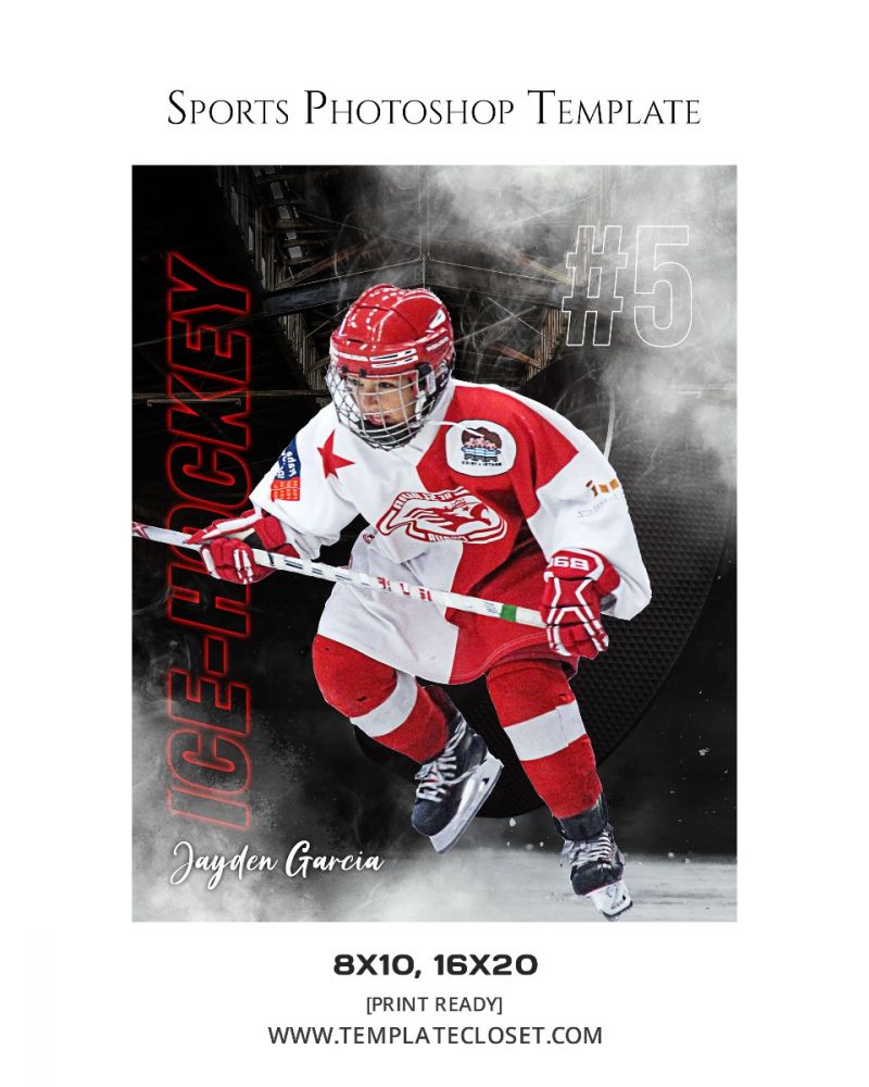 Ice Hockey Print Ready Photography Template