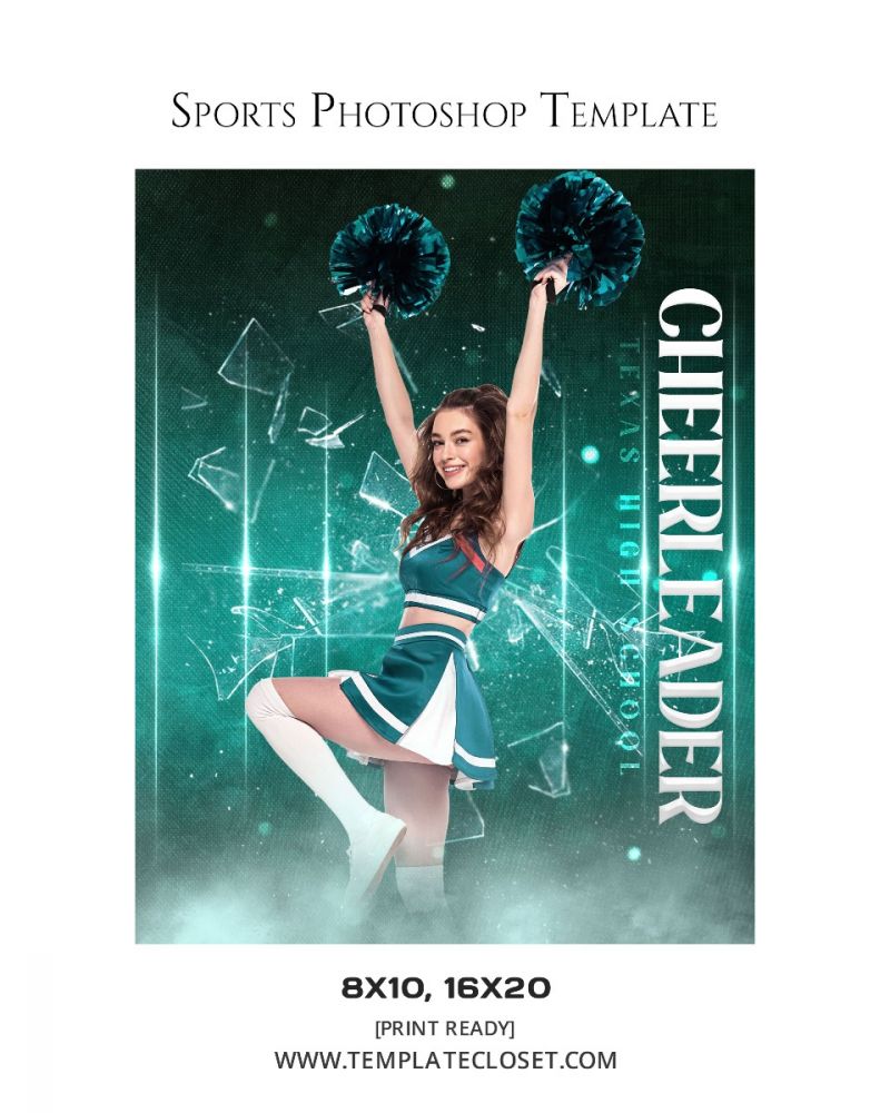 Cheerleader Glass Effect Photoshop Layered Template