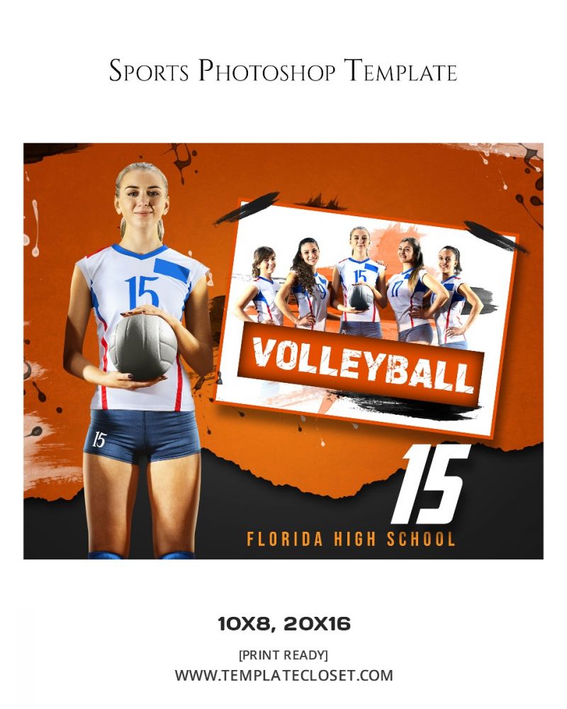 Volleyball Team Customizable Sports Photography Template