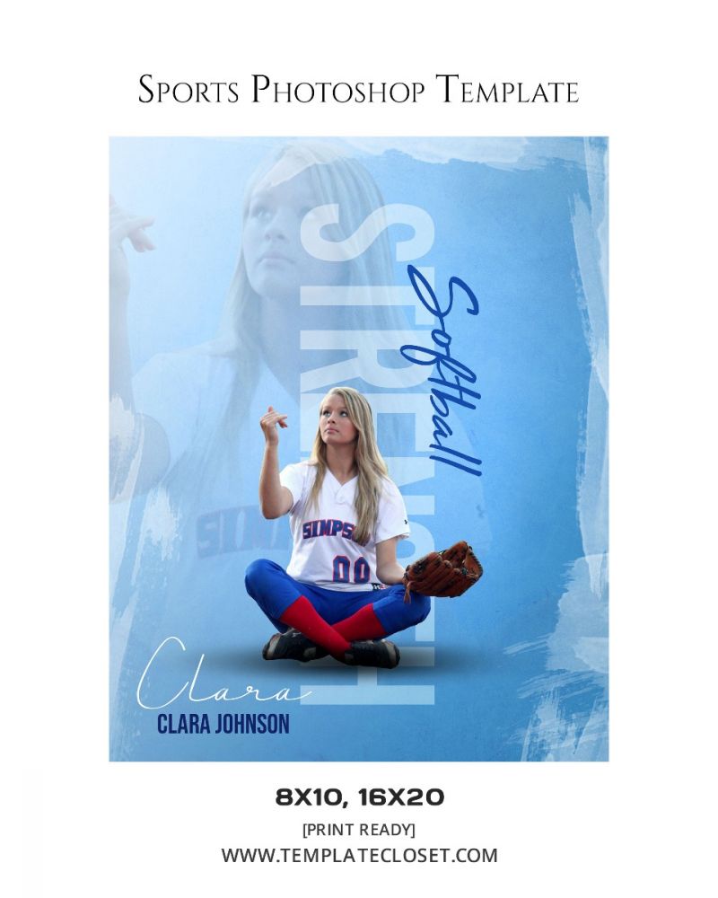 Fully Customized Softball Photography Template