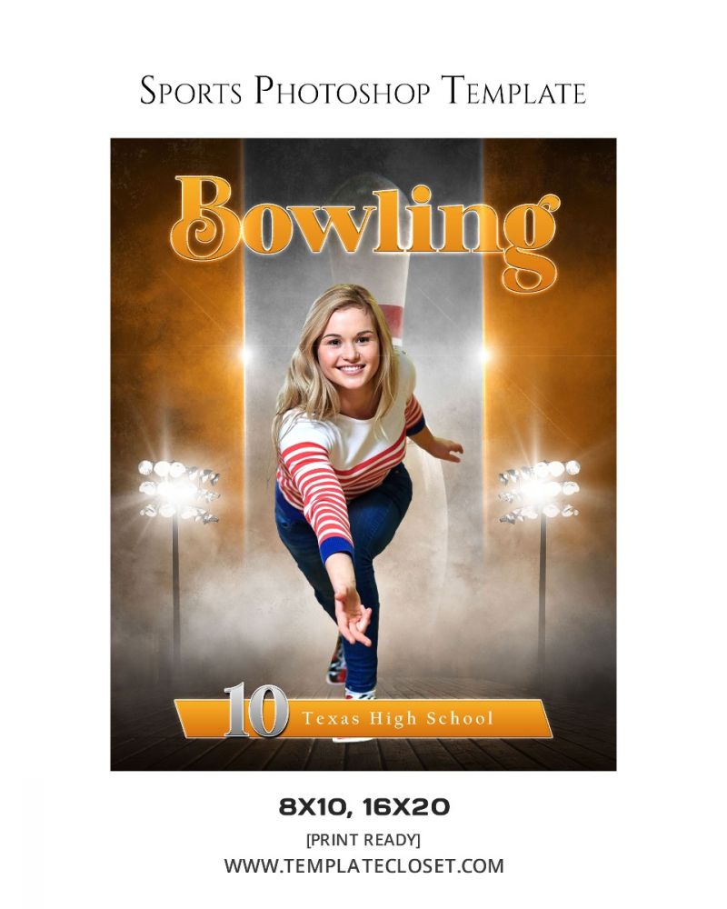 Bowling Light Effect Photography Photoshop Template