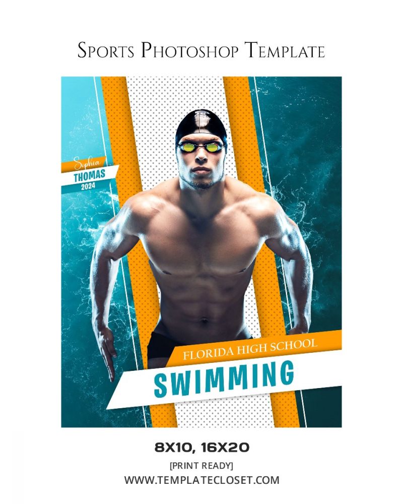 Swimming Texas High School Sports Photoshop Template