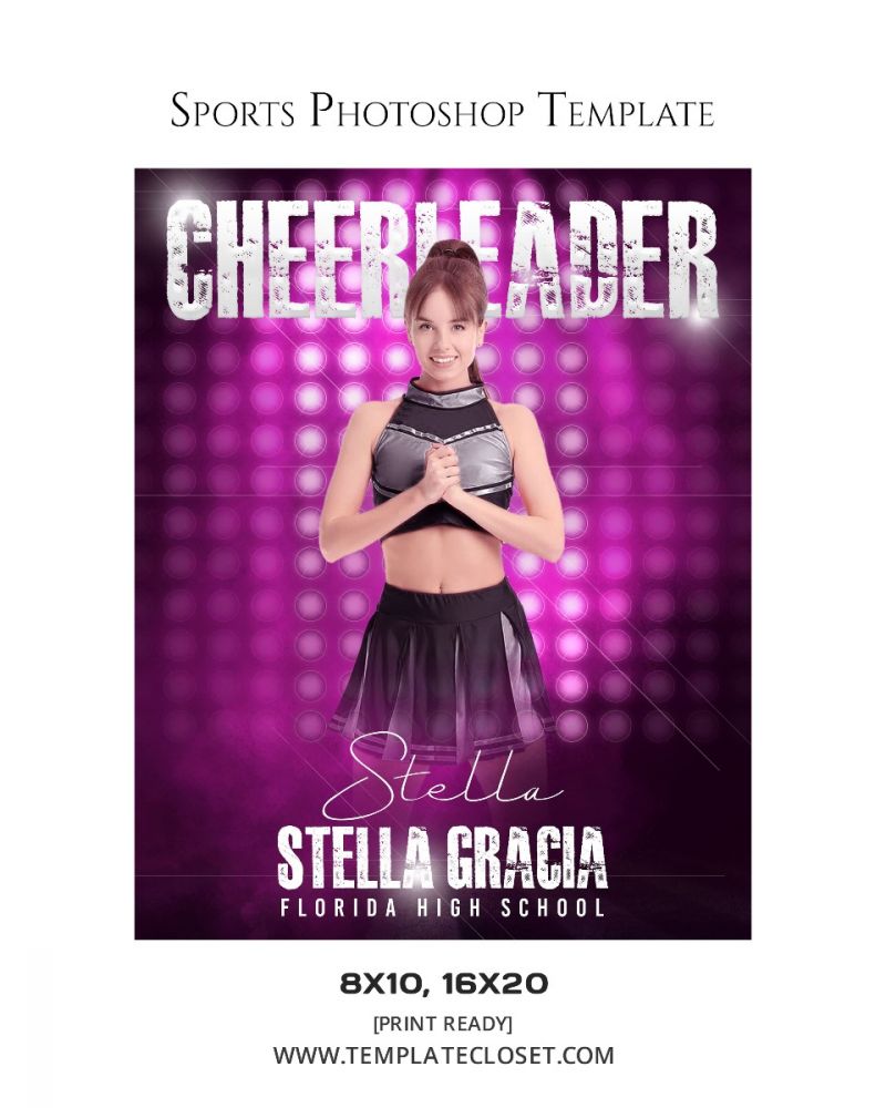 Stella Gracia - Cheerleader Signature Effect Print Ready Sports Photoshop Template