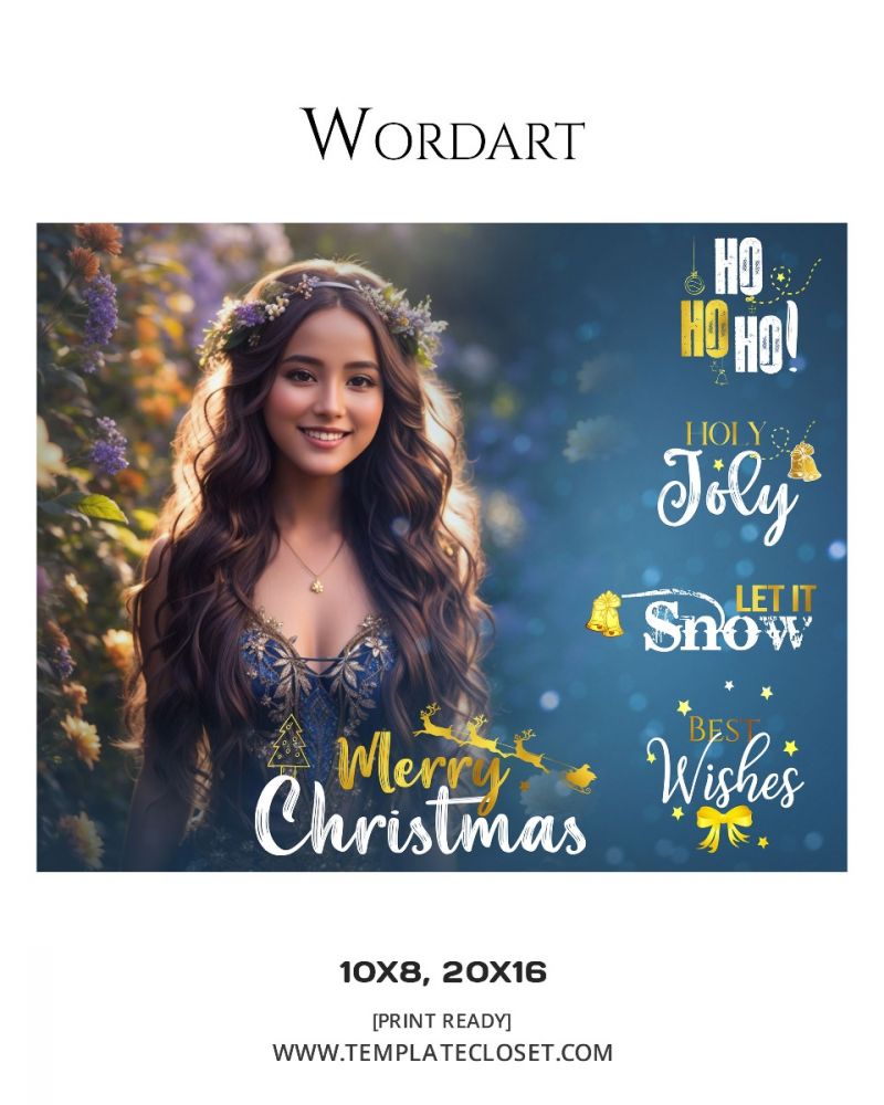 Merry Christmas Word Art Template