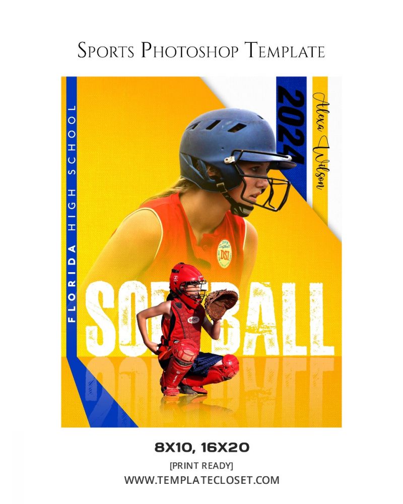Fully Customized Softball Photography Template