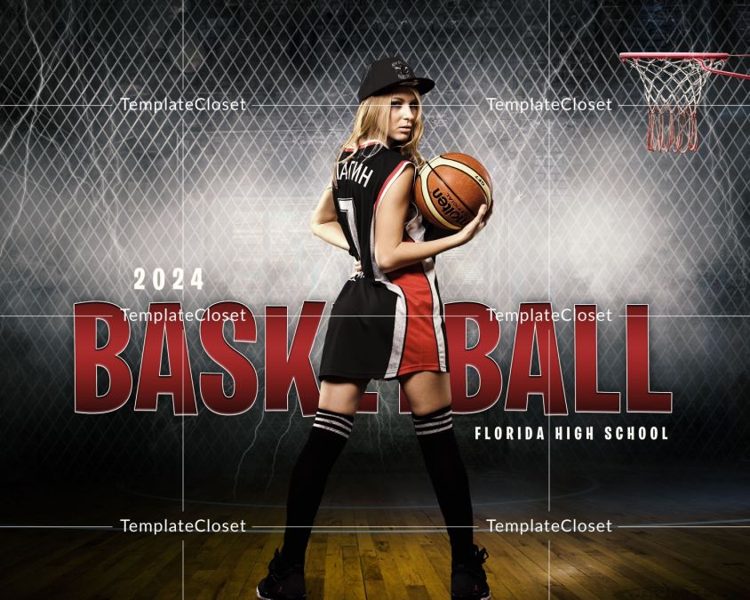 Basketball Glass And Fire Effect Photoshop Template