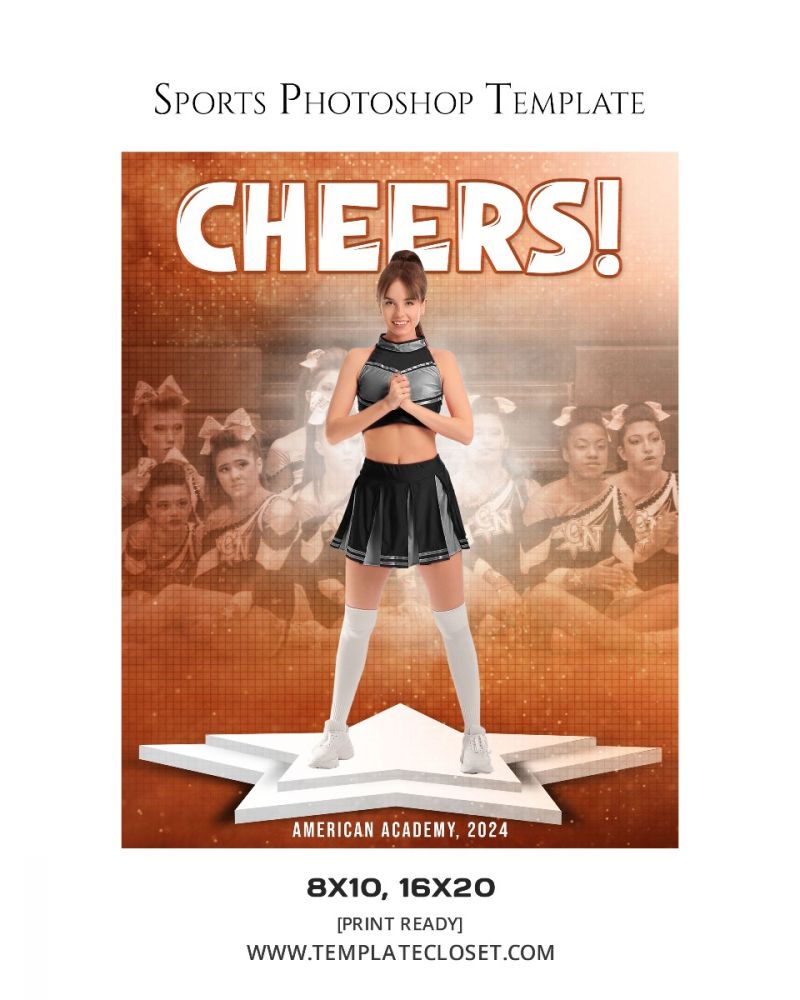 Cheerleader Memory Mate Sports Photoshop Template