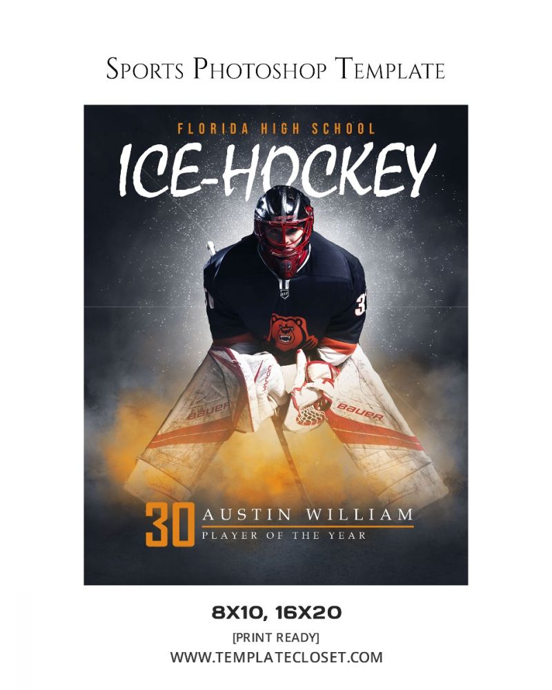 Ice Hockey Print Ready Photography Template
