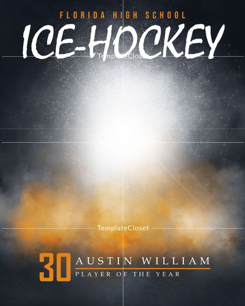 Ice Hockey American High School Photoshop Layered Template