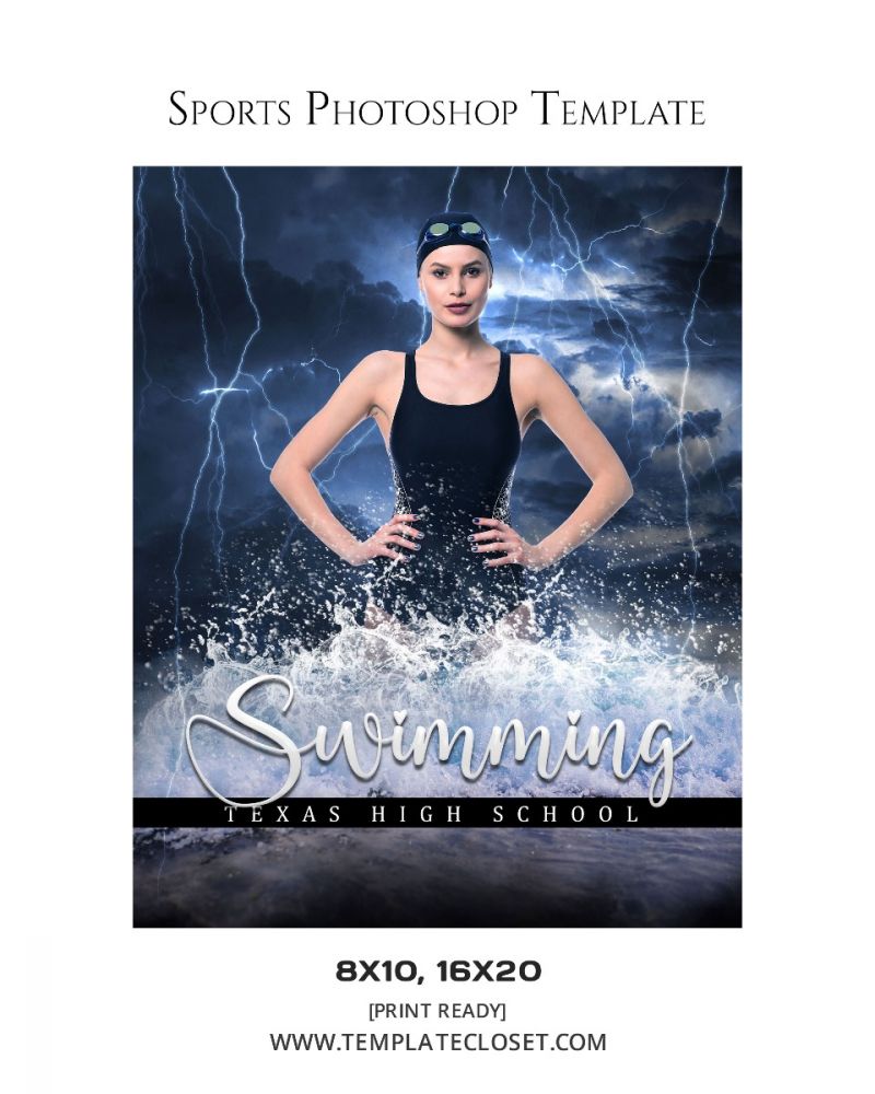 Swimming Texas High School Sports Photoshop Template