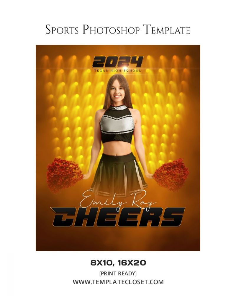 Cheerleader Color Effect Print Ready Sports Template