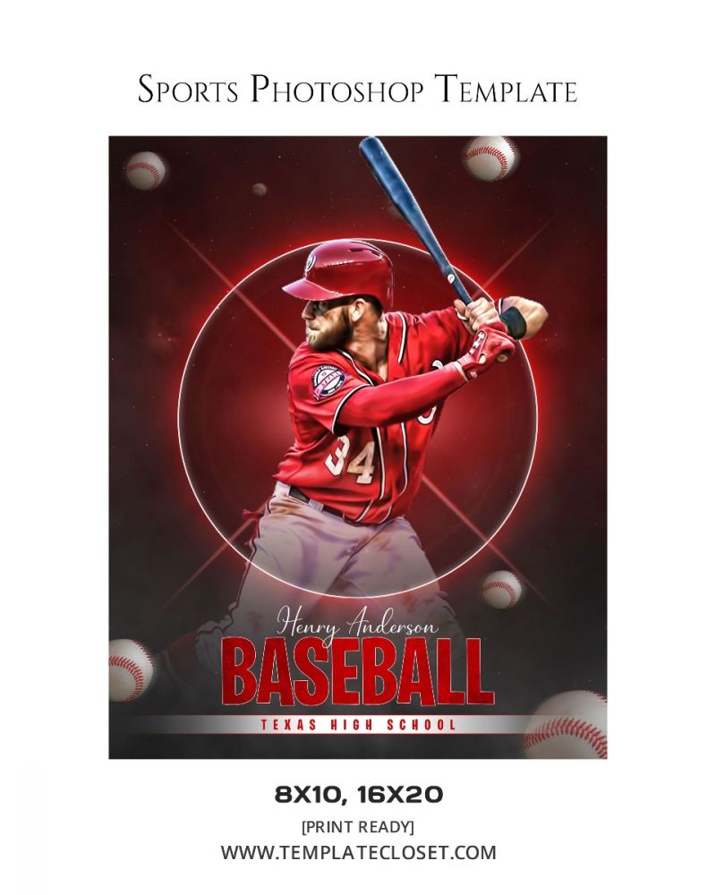 Baseball On The Target Photography Template