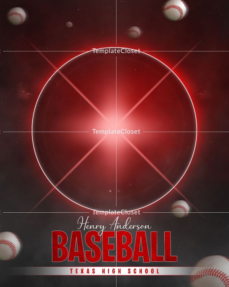 Baseball On The Target Photography Template
