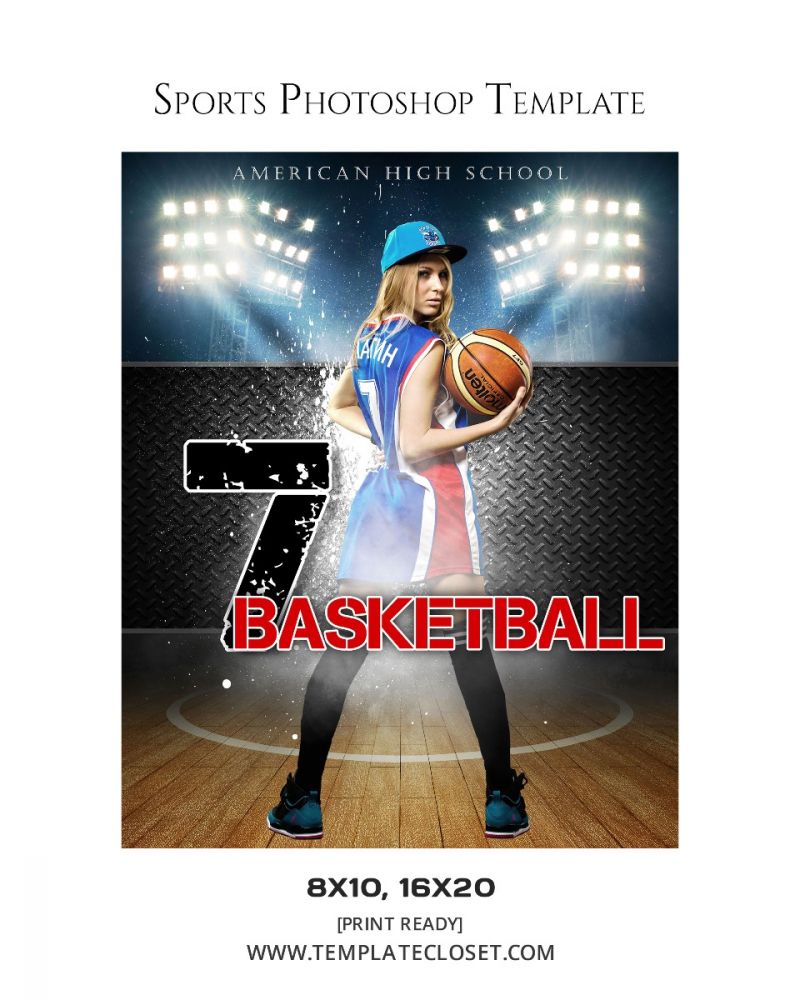 Basketball On The Field Photography Template