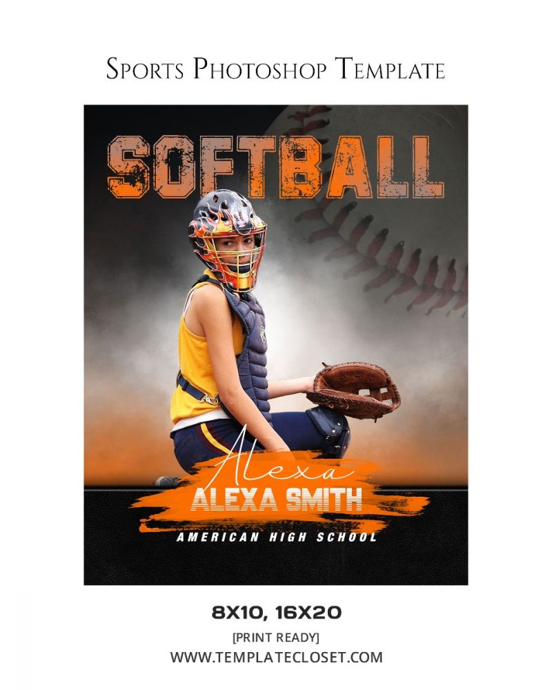 Fully Customized Softball Photography Template
