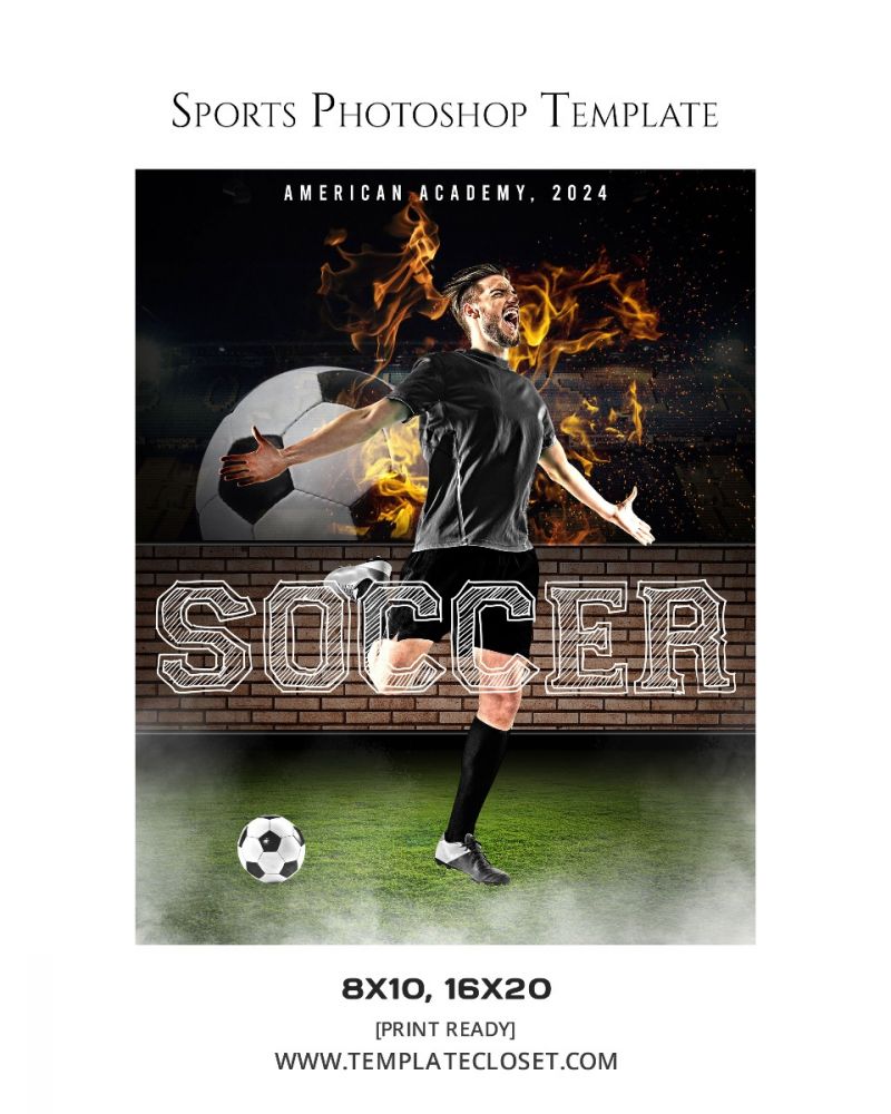 Soccer Light Effect Print Ready Sports Photoshop Poster