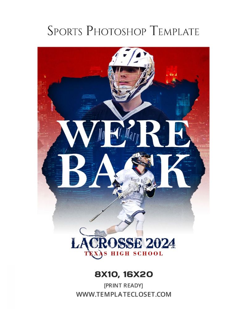 Lacrosse Memory Mate Enliven Effect Sports Photoshop Template
