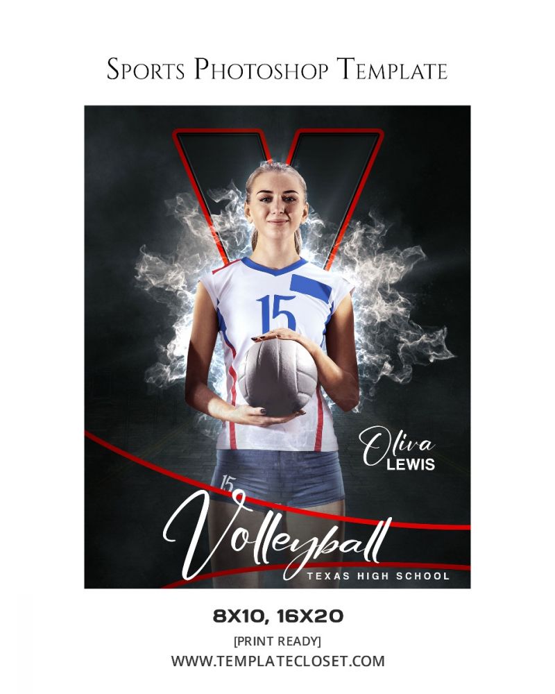 Oliva Lewis - Volleyball Signature Effect Sports Photoshop Template