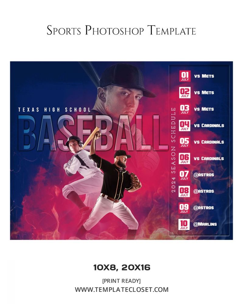 Baseball Memory Mate Sports Schedule Card