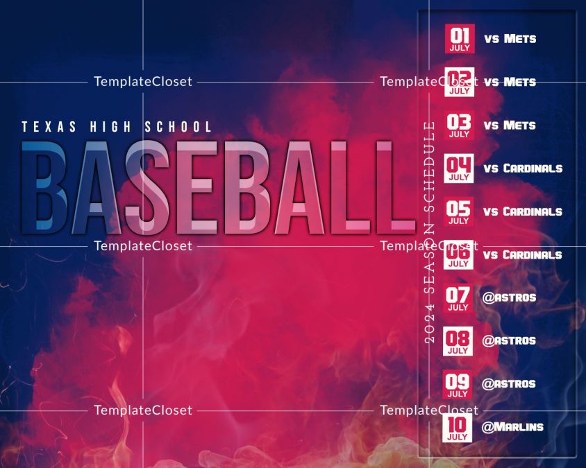 Baseball Memory Mate Sports Schedule Card