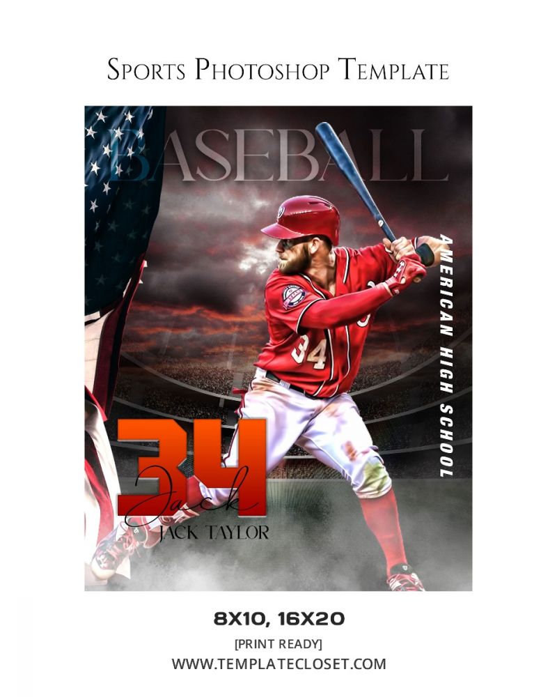 Baseball Flag Effect Sports Photography Poster