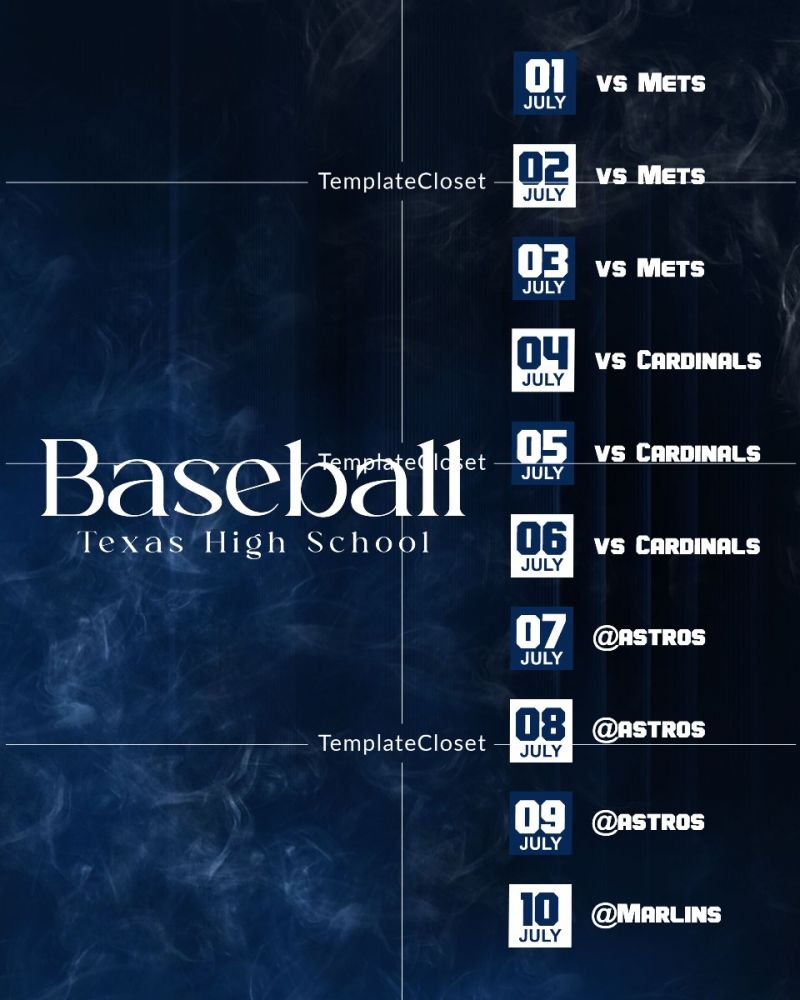 Fully Customized Baseball Sports Schedule Sports Card
