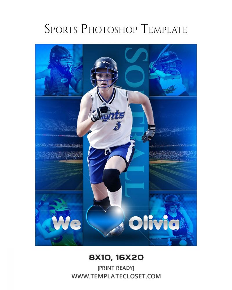 Fully Customized Softball Photography Template