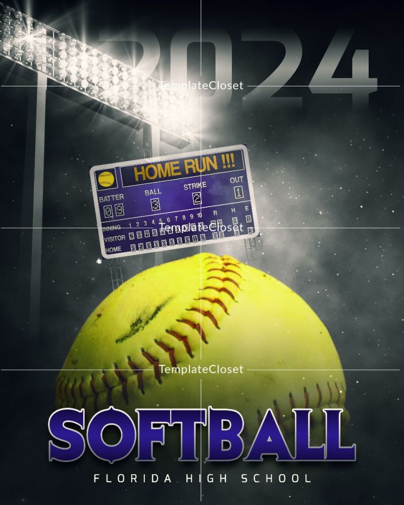 Softball Different Effect Customized Photoshop Layered Template