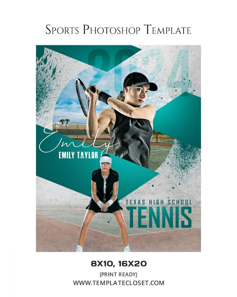 Fully Customized Tennis Memory Mate Photoshop Layered Template