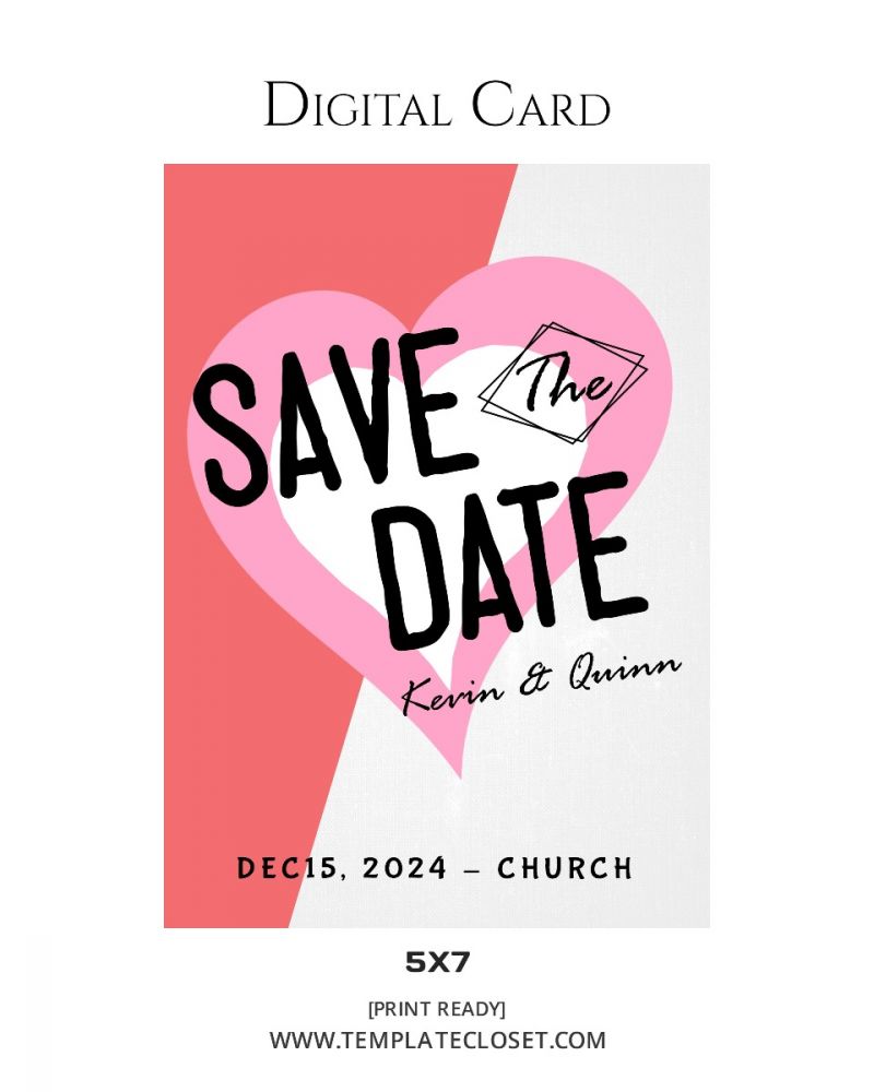 Digital Wedding Card Photoshop Template