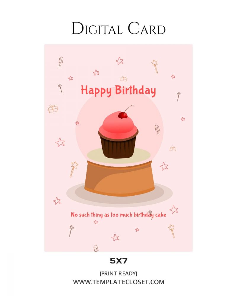Birthday Print Ready Digital Card Template