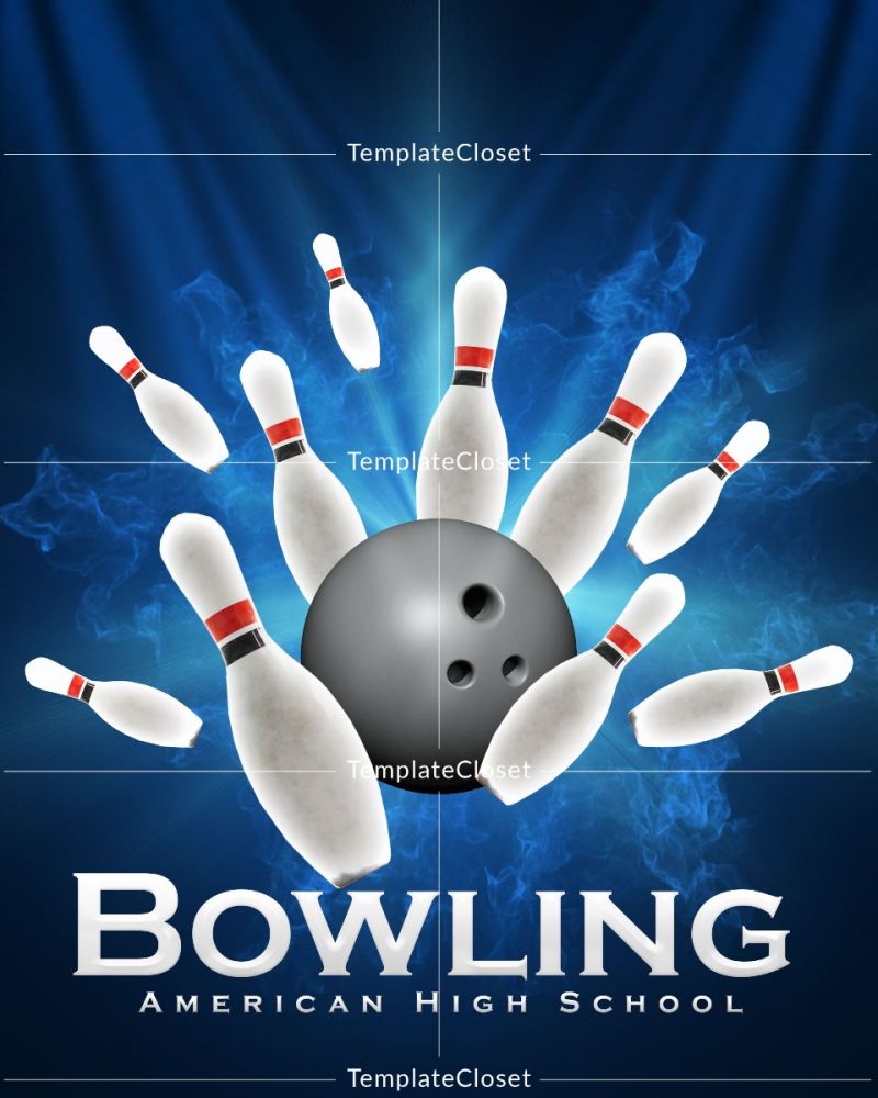Bowling Blue Effect Print Ready Sports Template