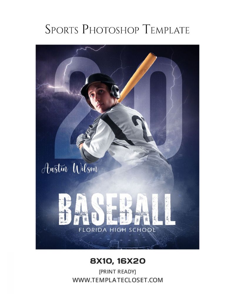 Baseball Signature Effect Sports Print Ready Poster