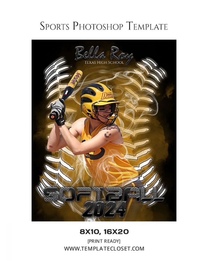 Fully Customized Softball Photography Template