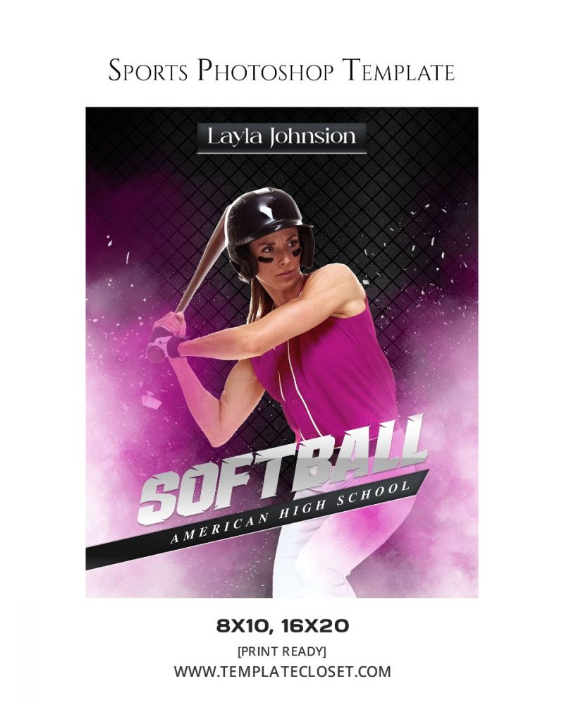 Fully Customized Softball Photography Template