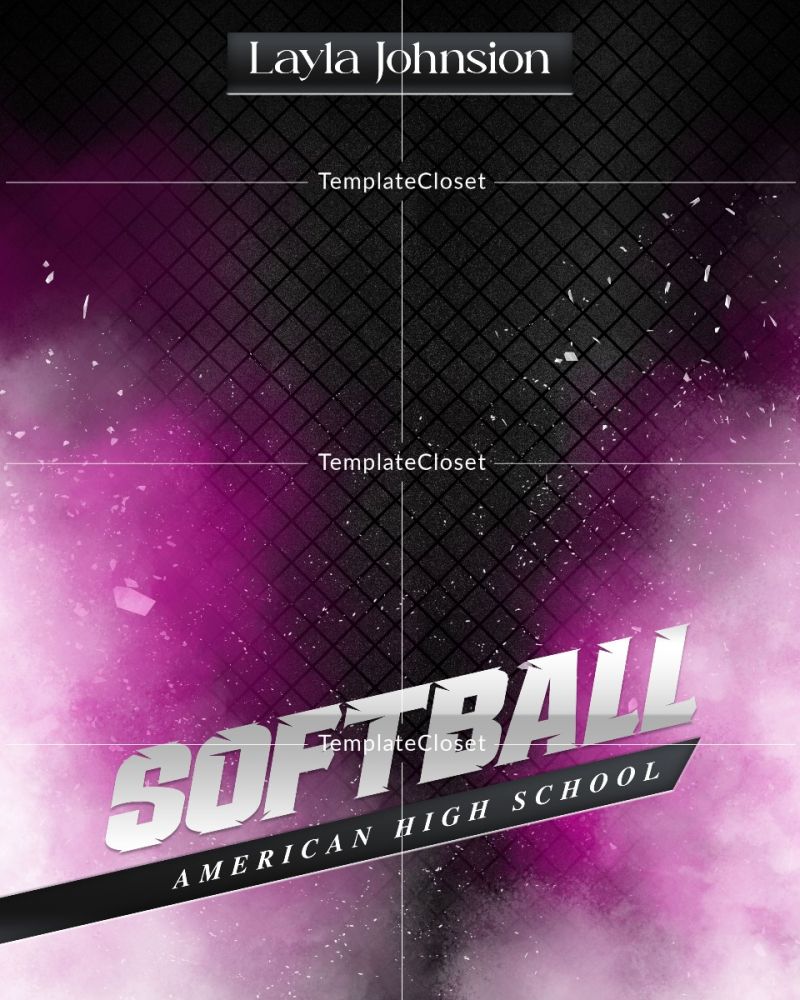 Softball Pink Effect Digital Background Sports Photography Template