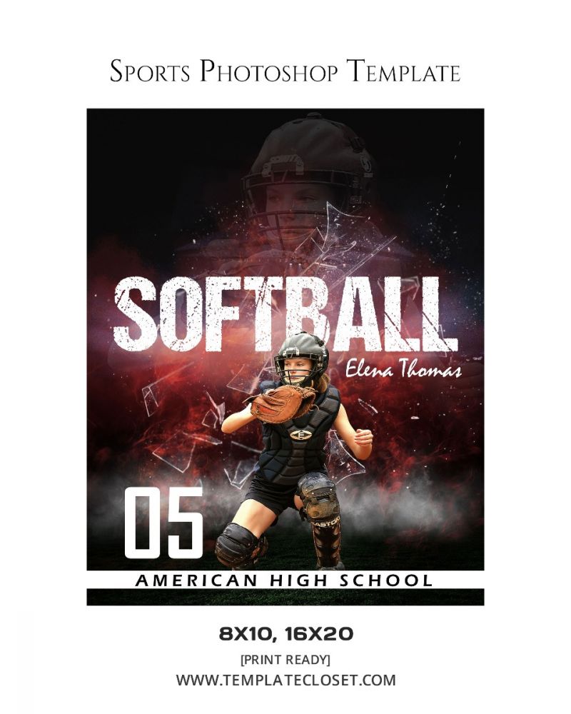 Elena Thomas - Softball Memory Mate Print Ready Sports Poster