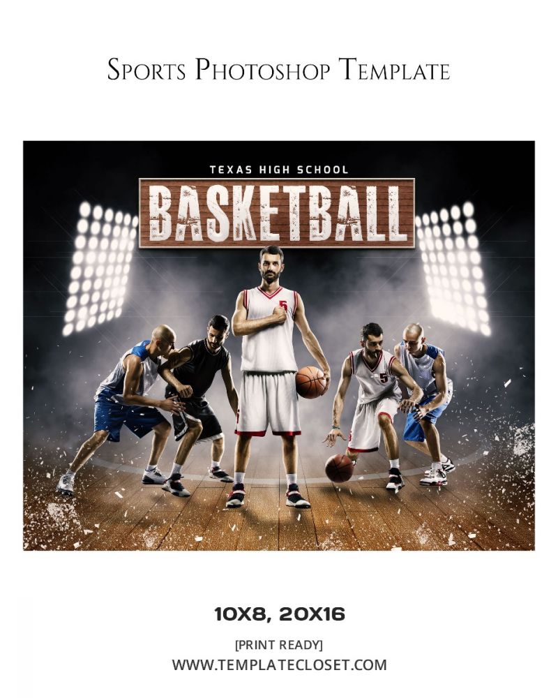 Basketball Team With Light Effect Customized Photoshop Template