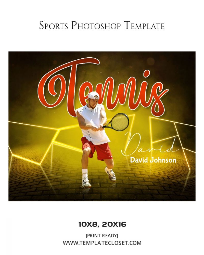 Tennis Signature Effect Sports Photoshop Template