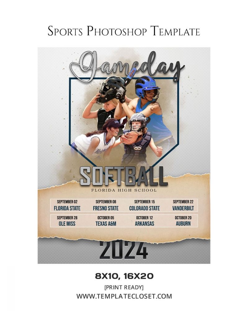 Elena Thomas - Softball Memory Mate Print Ready Sports Poster