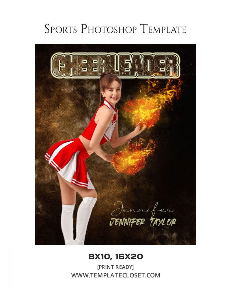 Cheerleader Golden Effect Customized Layered Photoshop Template